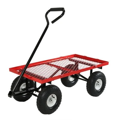 Sunnydaze Decor Sunnydaze Outdoor Lawn and Garden Heavy-Duty Steel Utility Cart with Removable Sides and Weather-Resistant Polyester Liner - Red 10 Sunnydaze Decor Sunnydaze Outdoor Lawn and Garden Heavy-Duty Steel Utility Cart with Removable Sides and Weather-Resistant Polyester Liner - Red - Image 8
