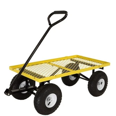Sunnydaze Decor Sunnydaze Outdoor Lawn and Garden Heavy-Duty Durable Steel Mesh Utility Wagon Cart with Removable Sides - Yellow 11 Sunnydaze Decor Sunnydaze Outdoor Lawn and Garden Heavy-Duty Durable Steel Mesh Utility Wagon Cart with Removable Sides - Yellow - Image 9