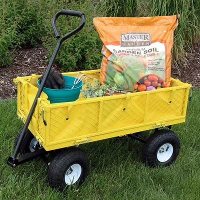 Sunnydaze Decor Sunnydaze Outdoor Lawn and Garden Heavy-Duty Steel Utility Cart with Removable Sides and Weather-Resistant Polyester Liner - Yellow 3 Sunnydaze Decor Sunnydaze Outdoor Lawn and Garden Heavy-Duty Steel Utility Cart with Removable Sides and Weather-Resistant Polyester Liner - Yellow