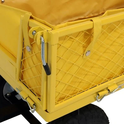Sunnydaze Decor Sunnydaze Outdoor Lawn and Garden Heavy-Duty Steel Utility Cart with Removable Sides and Weather-Resistant Polyester Liner - Yellow 4 Sunnydaze Decor Sunnydaze Outdoor Lawn and Garden Heavy-Duty Steel Utility Cart with Removable Sides and Weather-Resistant Polyester Liner - Yellow - Image 2