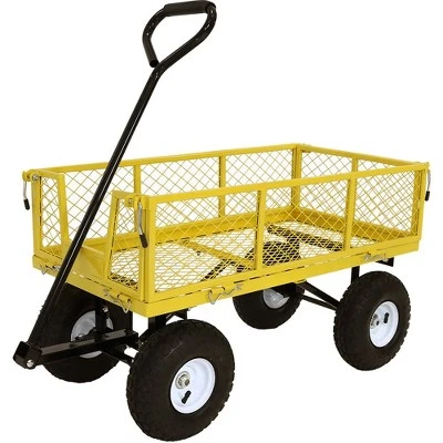Sunnydaze Decor Sunnydaze Outdoor Lawn and Garden Heavy-Duty Steel Utility Cart with Removable Sides and Weather-Resistant Polyester Liner - Yellow 11 Sunnydaze Decor Sunnydaze Outdoor Lawn and Garden Heavy-Duty Steel Utility Cart with Removable Sides and Weather-Resistant Polyester Liner - Yellow - Image 9