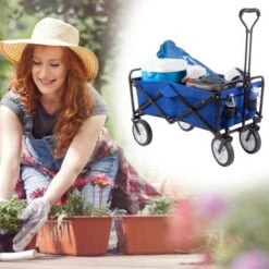 Nature Spring Collapsible Utility Wagon for Camping, Gardening, Landscaping, and Shopping - 34.5" x 20", Blue -Garden Haven Store unnamed file 1109