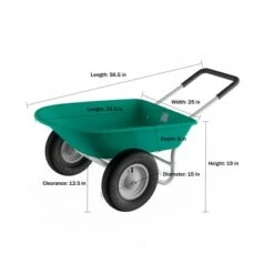 Nature Spring 2-Wheeled Garden Wheelbarrow for Residential DIY Landscaping, Lawn Care, and Remodeling