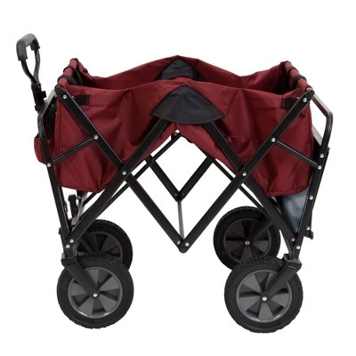 Mac Sports Heavy Duty Steel Frame Collapsible Folding 150 Pound Capacity Outdoor Garden Utility Wagon Yard Cart with Table and Cup Holders, Maroon 3 Mac Sports Heavy Duty Steel Frame Collapsible Folding 150 Pound Capacity Outdoor Garden Utility Wagon Yard Cart with Table and Cup Holders, Maroon - Image 2