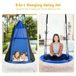 Costway 40'' Kids Hanging Chair Swing Tent Set Hammock Nest Pod Seat -Garden Haven Store unnamed file 1161