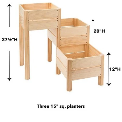 HearthSong Grow With Me Triple Garden Pine Wood Planter with Fabric Liners For Kids Gardening 5 HearthSong Grow With Me Triple Garden Pine Wood Planter with Fabric Liners For Kids Gardening - Image 3
