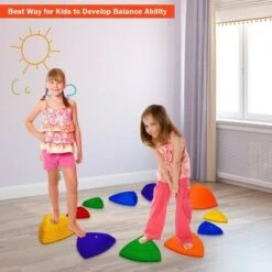Costway 11pcs Kids Balance Stepping Stones w/ Non-Slip Bottom Indoor & Outdoor Toy -Garden Haven Store unnamed file 1184