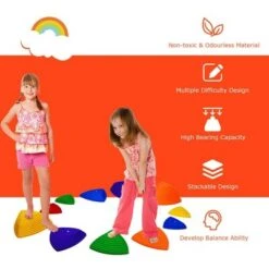 Costway 11pcs Kids Balance Stepping Stones w/ Non-Slip Bottom Indoor & Outdoor Toy -Garden Haven Store unnamed file 1189