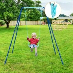 Costway Outdoor Kids Swing Set Heavy Duty Metal A-Frame w/ Ground Stakes 17 Costway Outdoor Kids Swing Set Heavy Duty Metal A-Frame w/ Ground Stakes -Garden Haven Store unnamed file 1195