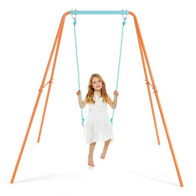 Costway Outdoor Kids Swing Set Heavy Duty Metal A-Frame w/ Ground Stakes 13 Costway Outdoor Kids Swing Set Heavy Duty Metal A-Frame w/ Ground Stakes - Image 11