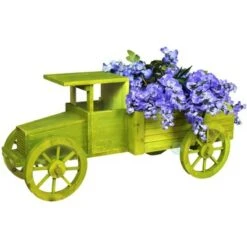 Gardenised Outdoor Old Style Wooden Car Shape Garden Planter, Kids Christmas Holiday Gift, Green -Garden Haven Store unnamed file 1204
