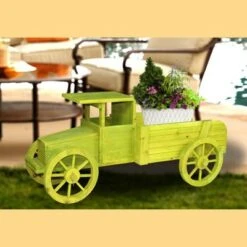 Gardenised Outdoor Old Style Wooden Car Shape Garden Planter, Kids Christmas Holiday Gift, Green -Garden Haven Store unnamed file 1205