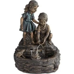 John Timberland Outdoor Floor Fountain with Light LED 26" High Two Kids Over Pond for Garden Patio Backyard Deck Home Porch House -Garden Haven Store unnamed file 1210