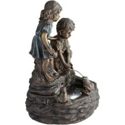 John Timberland Outdoor Floor Fountain with Light LED 26" High Two Kids Over Pond for Garden Patio Backyard Deck Home Porch House -Garden Haven Store unnamed file 1211