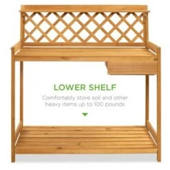 Best Choice Products Outdoor Wooden Garden Potting Bench, Workstation Table w/ Cabinet Drawer, Open Shelf - Natural -Garden Haven Store unnamed file 1288