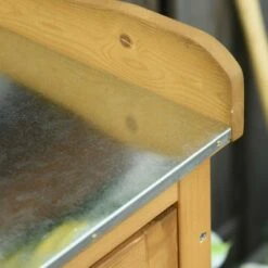 Outsunny Garden Potting Bench Table Wooden Workstation Shed with Tabletop Hooks 3-Tier Shelves Cabinet and 2 Magnetic Close Doors -Garden Haven Store unnamed file 1310