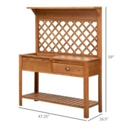 Outsunny 48'' Garden Wooden Potting Bench Table w/ Metal Screen Draining Area Side Hooks Drawer Open Upper/Lower Shelf -Garden Haven Store unnamed file 1320