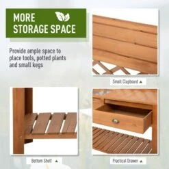 Outsunny 48'' Garden Wooden Potting Bench Table w/ Metal Screen Draining Area Side Hooks Drawer Open Upper/Lower Shelf -Garden Haven Store unnamed file 1321