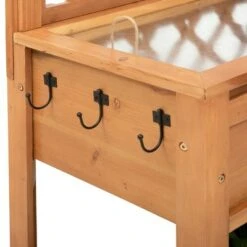 Outsunny 48'' Garden Wooden Potting Bench Table w/ Metal Screen Draining Area Side Hooks Drawer Open Upper/Lower Shelf -Garden Haven Store unnamed file 1322