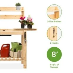 Best Choice Products Wood Garden Potting Bench Workstation Table w/ Sliding Tabletop, Food Grade Dry Sink - Natural -Garden Haven Store unnamed file 1326