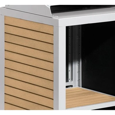 Travira Host Stand Base Shelves with Topper Flint/Natural Tekwood - Oxford Garden 3 Travira Host Stand Base Shelves with Topper Flint/Natural Tekwood - Oxford Garden