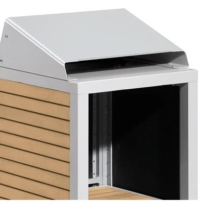 Travira Host Stand Base Shelves with Topper Flint/Natural Tekwood - Oxford Garden 4 Travira Host Stand Base Shelves with Topper Flint/Natural Tekwood - Oxford Garden - Image 2