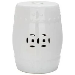 Modern Ming Garden Stool - Safavieh White -Garden Haven Store unnamed file 1391