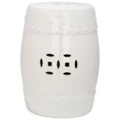 Modern Ming Garden Stool - Safavieh White -Garden Haven Store unnamed file 1392