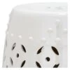 White Lattice Coin Garden Stool - White - Safavieh