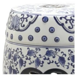 Bayonne Garden Stool - Blue/White - Safavieh