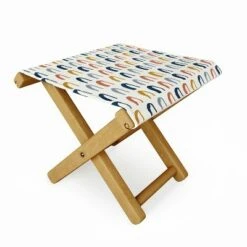 Avenie Little Arches Blue and Yellow Folding Stool - Deny Designs