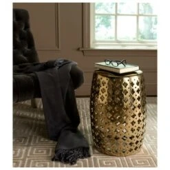 Lacey Garden Patio Stool - Gold - Safavieh