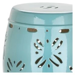 Alzira Garden Stool - Blue  - Safavieh