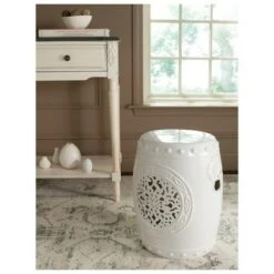 Flower Drum Garden Stool - White  - Safavieh