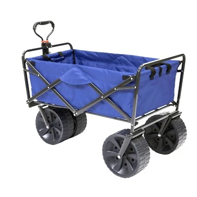 Mac Sports Heavy Duty Steel Frame Collapsible Folding 150 Pound Capacity Outdoor Beach Garden Utility Wagon Cart with 4 All Terrain Wheels, Blue/Black 4 Mac Sports Heavy Duty Steel Frame Collapsible Folding 150 Pound Capacity Outdoor Beach Garden Utility Wagon Cart with 4 All Terrain Wheels, Blue/Black - Image 2