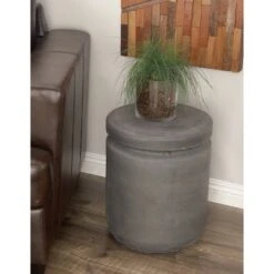 Olivia & May 15"x17" Fiber Clay Patio Garden Stool - Dark Gray - Olivia & May