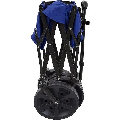 Mac Sports Heavy Duty Steel Frame Collapsible Folding 150 Pound Capacity Outdoor Beach Garden Utility Wagon Cart with 4 All Terrain Wheels, Blue/Black 7 Mac Sports Heavy Duty Steel Frame Collapsible Folding 150 Pound Capacity Outdoor Beach Garden Utility Wagon Cart with 4 All Terrain Wheels, Blue/Black - Image 5