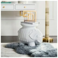 Elephant Garden Stool - White  - Safavieh