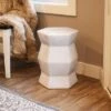 Sunnydaze Decor Sunnydaze Moderno Geometric Ceramic Decorative Garden Stool - 17.25" - White -Garden Haven Store unnamed file 1524