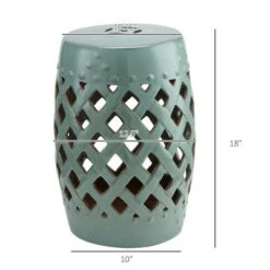 Outsunny 13" x 18" Ceramic Side Table Garden Stool with Knotted Ring Design & Glazed Strong Materials -Garden Haven Store unnamed file 1534