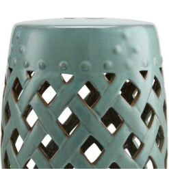 Outsunny 13" x 18" Ceramic Side Table Garden Stool with Knotted Ring Design & Glazed Strong Materials -Garden Haven Store unnamed file 1537