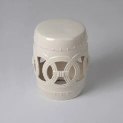 Large Medallion Ceramic Garden Stool - Creamy White - Balkene Home -Garden Haven Store unnamed file 1548