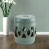 Outsunny 14" x 17" Ceramic Side Table Garden Stool with Knotted Ring Design & Glazed Strong Materials