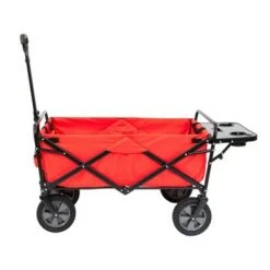 Mac Sports Heavy Duty Steel Frame Collapsible Folding 150 Pound Capacity Outdoor Garden Utility Wagon Yard Cart with Table and Cup Holders, Red -Garden Haven Store unnamed file 158