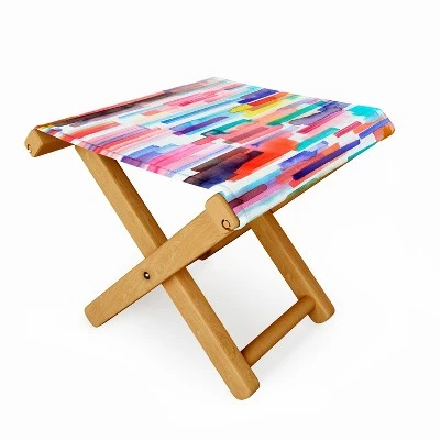 Ninola Design Brushstrokes Stripes Abstract Watercolor Folding Stool - Deny Designs 3 Ninola Design Brushstrokes Stripes Abstract Watercolor Folding Stool - Deny Designs