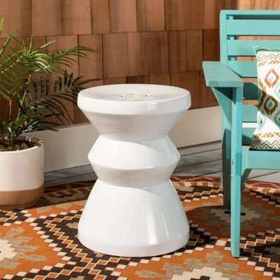 Larsa Garden Stool - White - Safavieh 3 Larsa Garden Stool - White - Safavieh