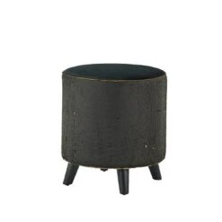 Stool, Cylinder Polyester Sequin Silver - Olivia & May