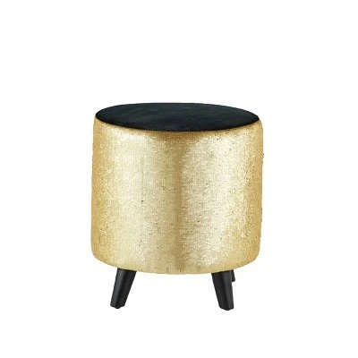 Stool, Cylinder Polyester Sequin Silver - Olivia & May 4 Stool, Cylinder Polyester Sequin Silver - Olivia & May - Image 2