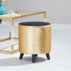 Stool, Cylinder Polyester Sequin Silver - Olivia & May 16 Stool, Cylinder Polyester Sequin Silver - Olivia & May -Garden Haven Store unnamed file 1626