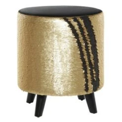 Stool, Cylinder Polyester Sequin Silver - Olivia & May 20 Stool, Cylinder Polyester Sequin Silver - Olivia & May -Garden Haven Store unnamed file 1630